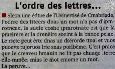 L'ordre des lettres, pas important ?
